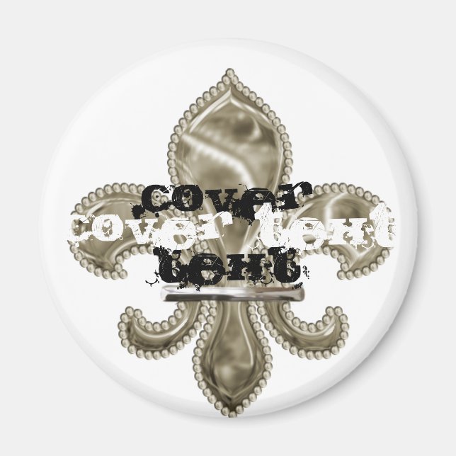 Anpassningsbar Text Guld Fleur de Lis Round Magnet (Framsidan)