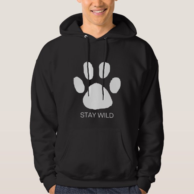 Anpassningsbar Text Håll vilden Tiger fötter svart Hoodie (Framsida)