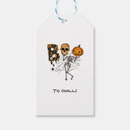 Anpassningsbar Text Halloween Pumpkin Skeleton Boo Presentetikett