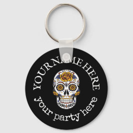 Anpassningsbar Text Halloween Sugar Skull La Santa Nyckelring