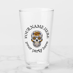 Anpassningsbar Text Halloween Sugar Skullöl Glaskopp