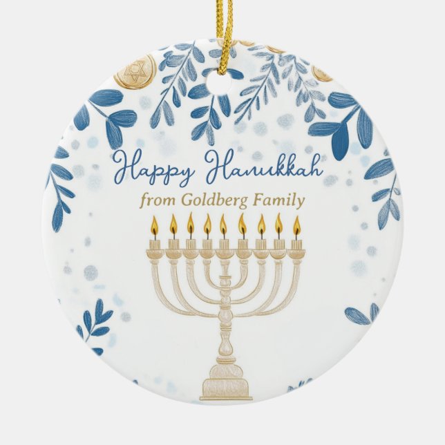 Anpassningsbar text Hanukkah Harmony Ornament (Framsidan)