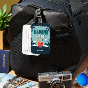 Anpassningsbar Text "Havanna Nights" Bagagebricka