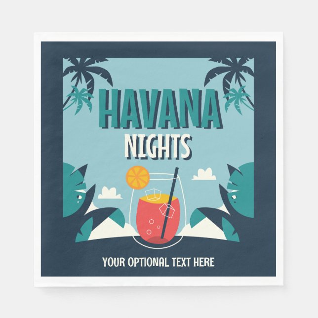 Anpassningsbar Text "Havanna Nights" Pappersservett (Framsidan)