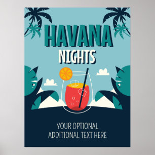 Anpassningsbar Text "Havanna Nights" Poster