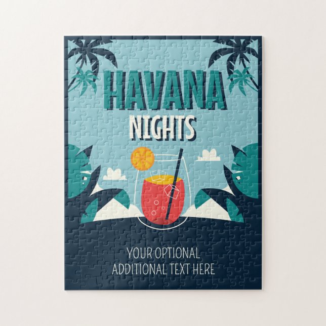 Anpassningsbar Text "Havanna Nights" Pussel (Vertikal)