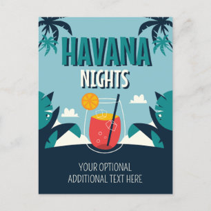 Anpassningsbar Text "Havanna Nights" Vykort