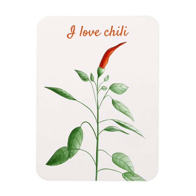 Anpassningsbar Text Hett Pepper Plant Botanical Kä Magnet (Vertikal)