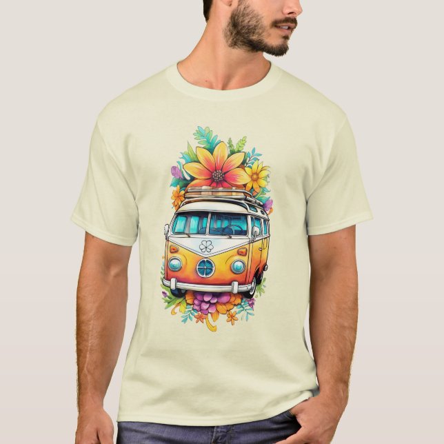 Anpassningsbar Text Hippie Van T Shirt (Framsida)