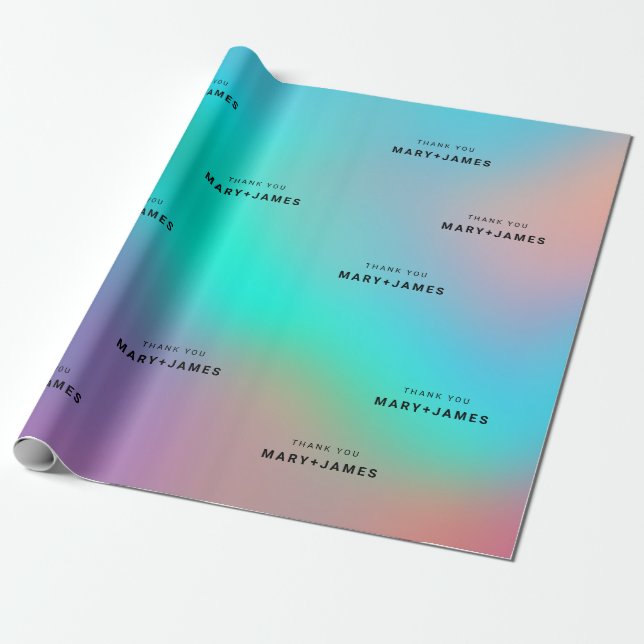 Anpassningsbar text Holografisk modern Elegant Presentpapper (Utrullad)