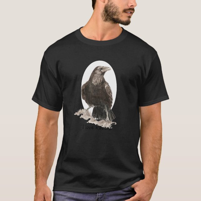 Anpassningsbar Text I kärlek Ravens, Bird, Nature, T-shirt (Framsida)