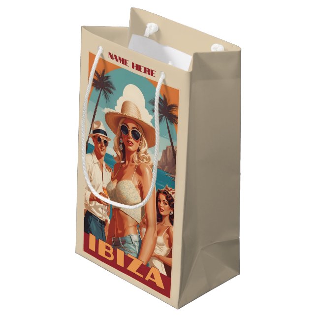 Anpassningsbar Text Ibiza, Spanien Travel Poster (Baksidan Vinklad)