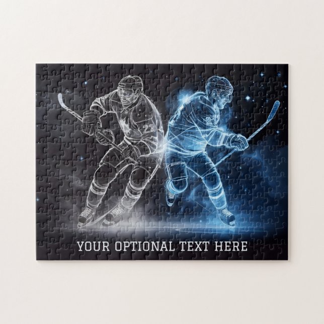 Anpassningsbar Text Ice Hockey Pussel (Horisontell)