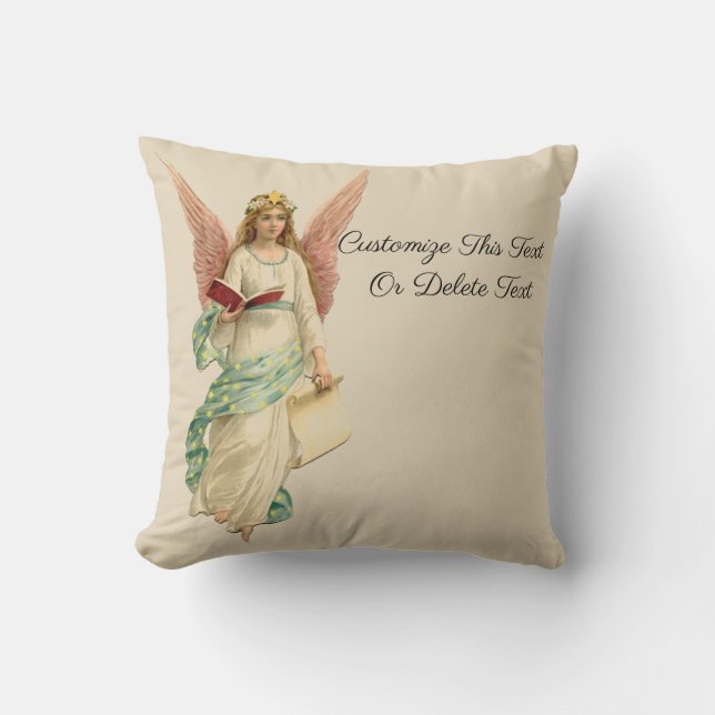 Anpassningsbar Text/ jul Vintage Retro Angel Girl Kudde (Framsida)