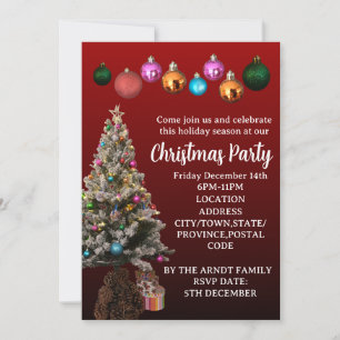 Anpassningsbar Text Julgran Baubles Party Inbjudningar