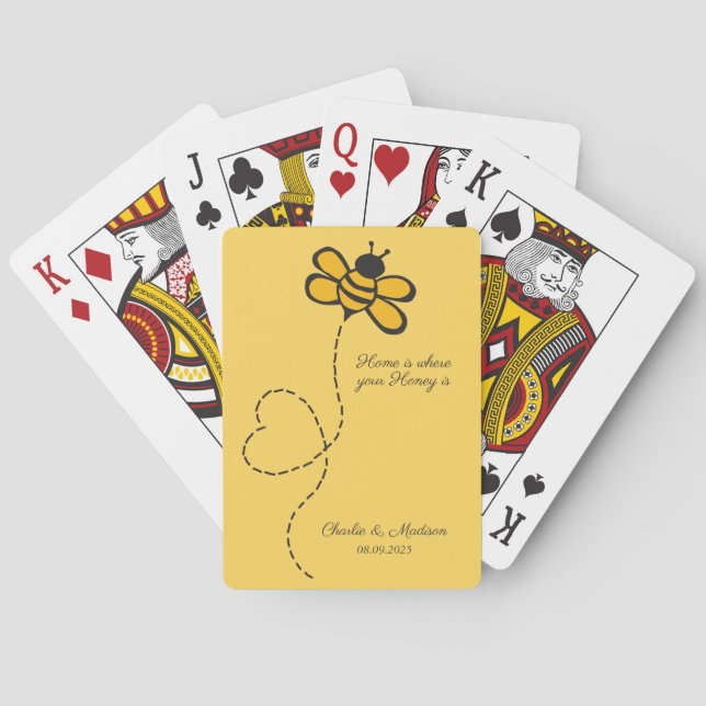 Anpassningsbar Text Kärlek Bee Casinokort (Baksidan)
