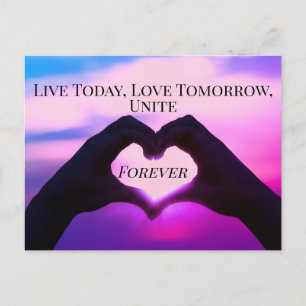 Anpassningsbar Text Kärlek Händer Heart Shape Rosa Vykort