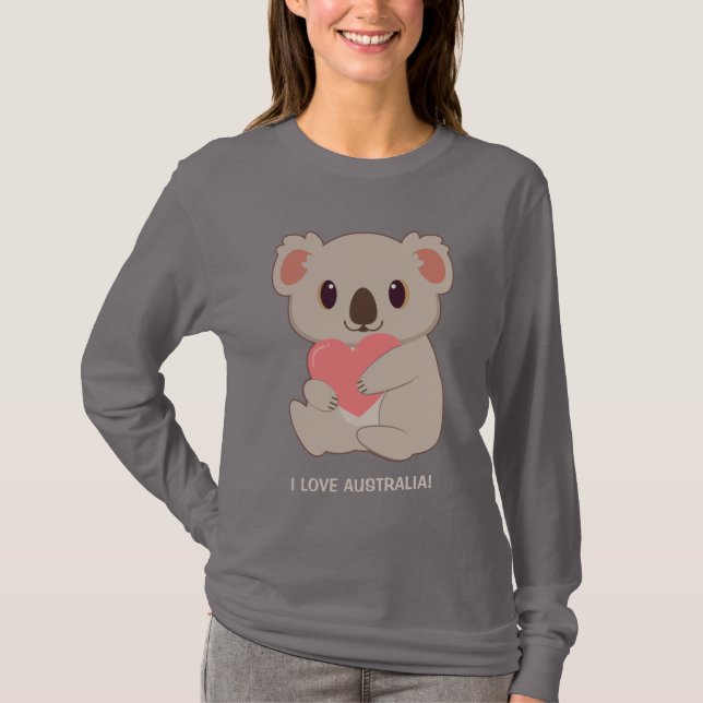 Anpassningsbar Text Kärlek Koala T Shirt (Framsida)