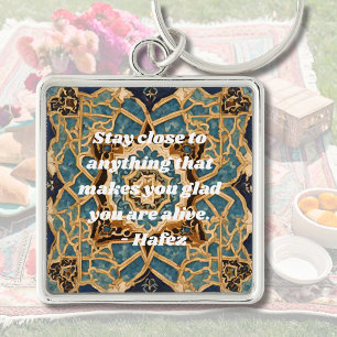 Anpassningsbar Text Khatam Marquetry Iranian Art G Fyrkantig Silverfärgad Nyckelring