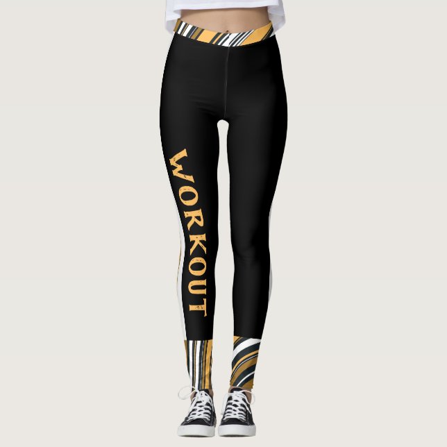 Anpassningsbar text l Abstrakt mönster l Workout B Leggings (Framsida)
