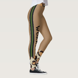Anpassningsbar text l Djurbakgrund l Arbetsblad Br Leggings