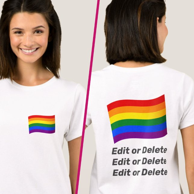 Anpassningsbar Text LGBT Gay pride Rainbow Flagga  T Shirt (Skapare uppladdad)