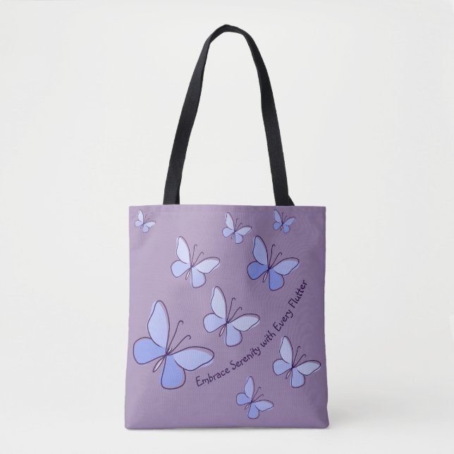 Anpassningsbar Text Lila Blue Butterfly Flutter La Tygkasse (Framsida)