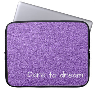 Anpassningsbar text lila faux glitter laptop sleeve
