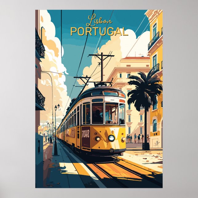 Anpassningsbar Text Lissabon Portugal Poster (Framsidan)