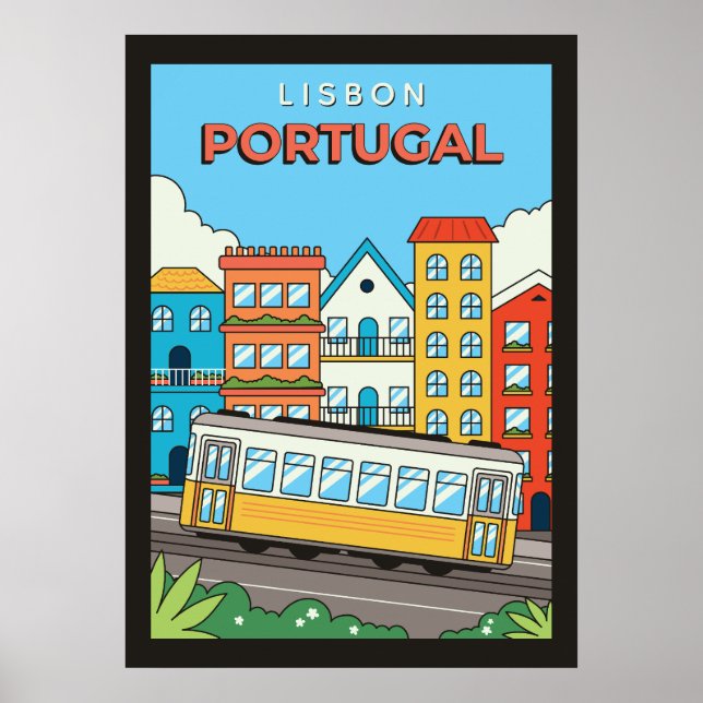 Anpassningsbar Text Lissabon Portugal Poster (Framsidan)