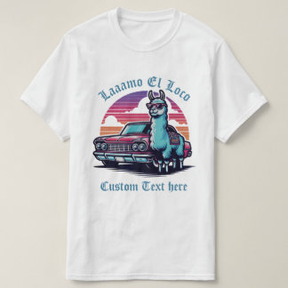 Anpassningsbar Text Llama Classic Car Fars dag T Shirt