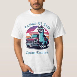 Anpassningsbar Text Llama Classic Car Fars dag T Shirt
