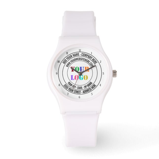 Anpassningsbar Text Logotyp Namn Adress webbplats  Armbandsur (Framsida)