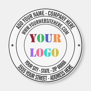 Anpassningsbar Text Logotyp Namn Adress webbplats Magnet