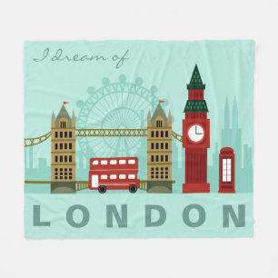 Anpassningsbar Text London Illustration fleece Fil
