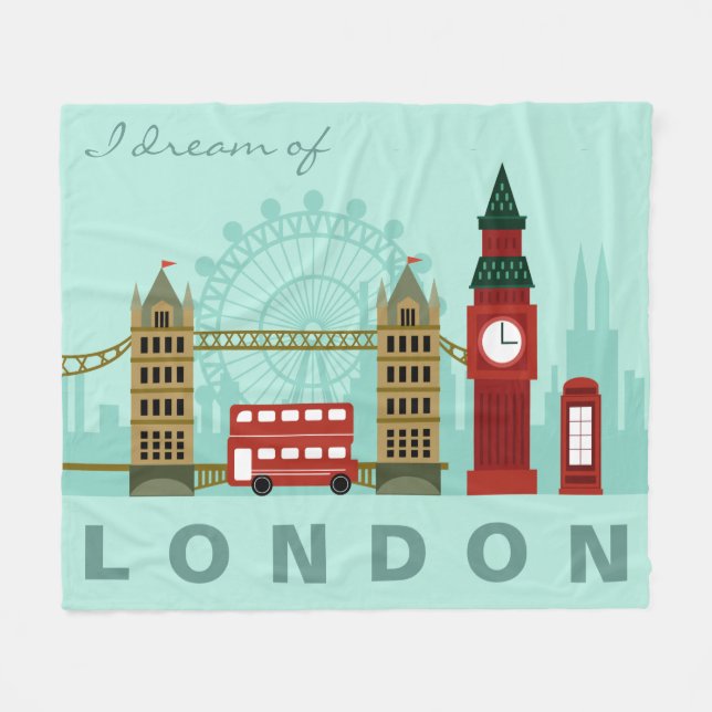 Anpassningsbar Text London Illustration fleece Fil (Framsidan (Horisontell))