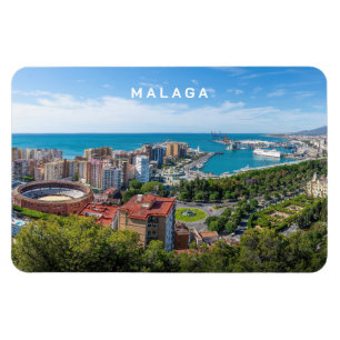 Anpassningsbar Text Malaga Spain Areal Photograph Magnet