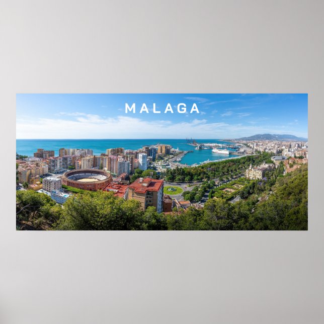 Anpassningsbar Text Malaga Spain Areal Photograph Poster (Framsidan)