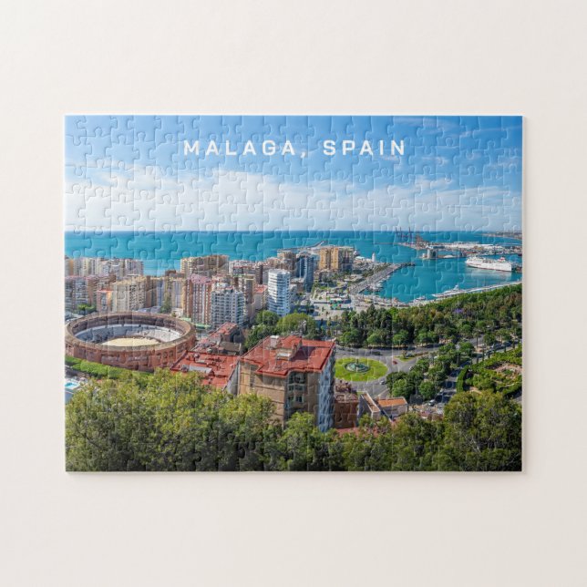 Anpassningsbar Text Malaga Spain Areal Photograph Pussel (Horisontell)