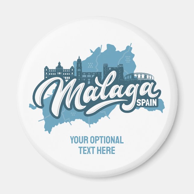 Anpassningsbar Text Malaga Spanien Magnet (Framsidan)