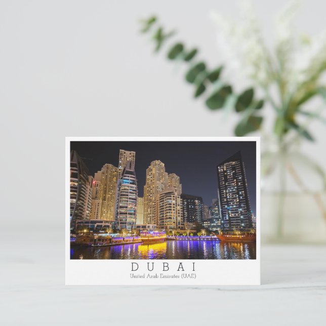 Anpassningsbar text, marina nattetid, Dubai, Fören Vykort (Stående Fram)