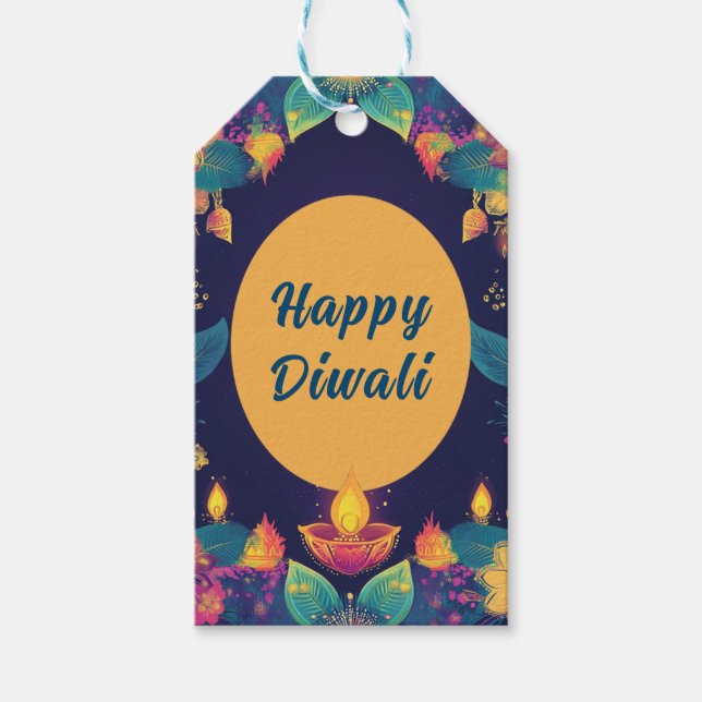 Anpassningsbar text, Märkrn Diwali Brilliance Presentetikett (Framsidan)