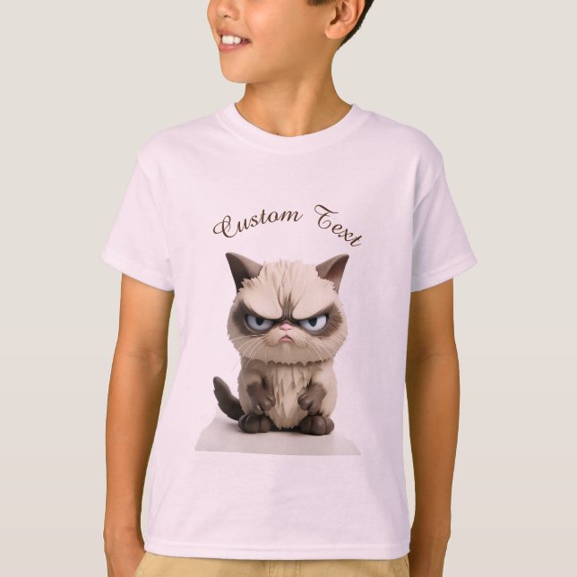 Anpassningsbar text med grumlig katt t shirt (Framsida)