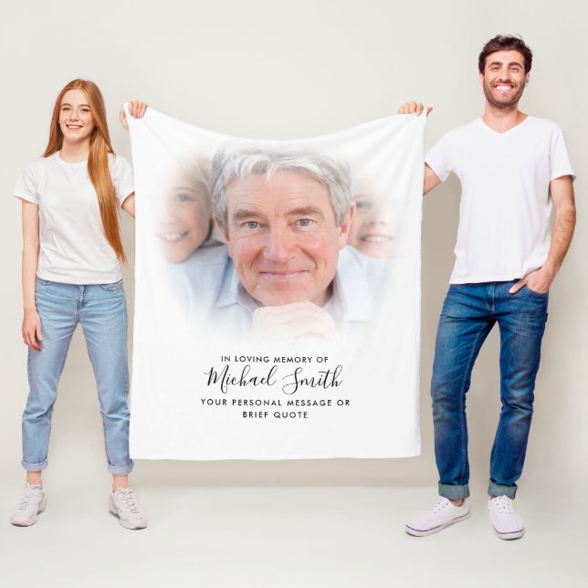 Anpassningsbar Text Memorial Tribute Photo Fleece  (På plats)