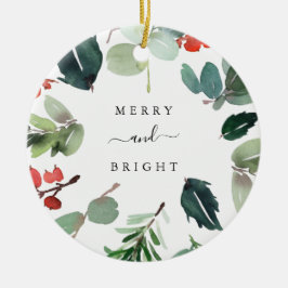 Anpassningsbar Text Merry and Bright jul Greenery Julgransprydnad Keramik