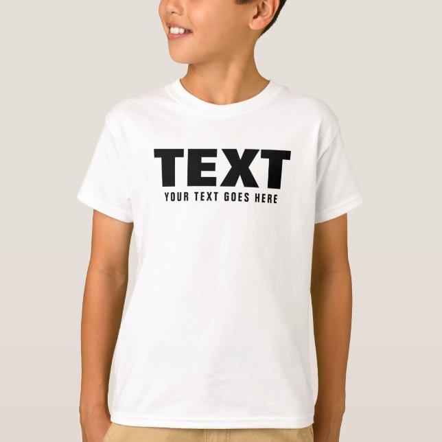 Anpassningsbar Text Modern Big Font Ord Kids Boys T Shirt (Framsida)