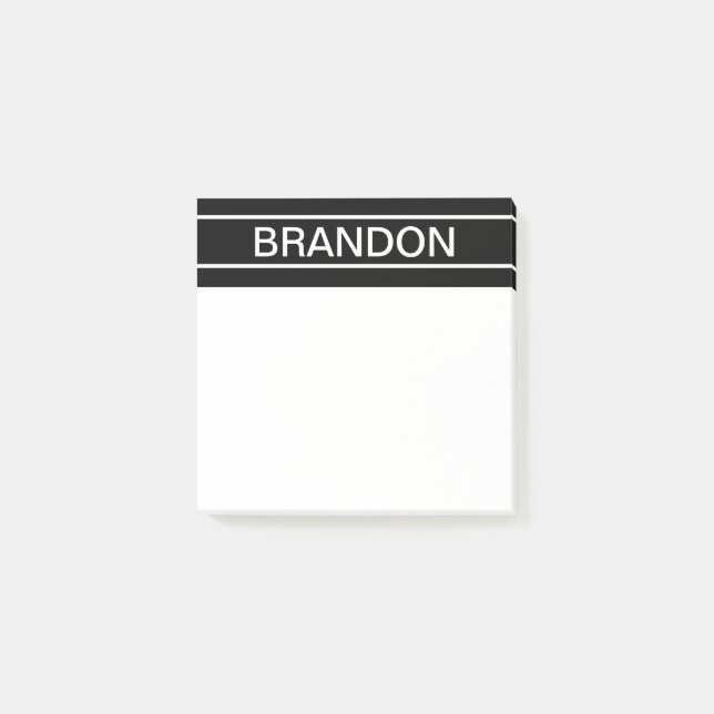 Anpassningsbar text | Modern svart & vit Post-it Block (Framsida)