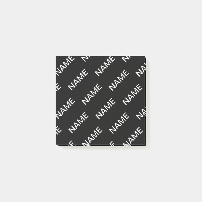 Anpassningsbar text | Modern svart & vit Post-it Block (Framsida)