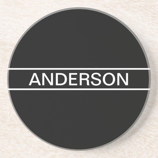 Anpassningsbar text | Modern svart & vit Underlägg (Framsidan)