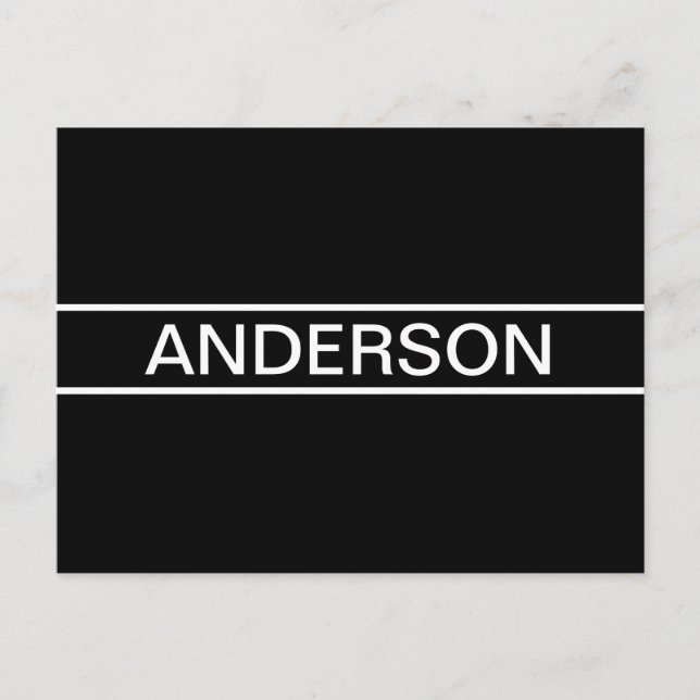 Anpassningsbar text | Modern svart & vit Vykort (Framsida)